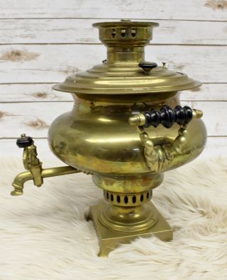 Antique Brass Imperial Russian Tula Hallmarked 7 Liter Coal Samovar Teapot Urn 2