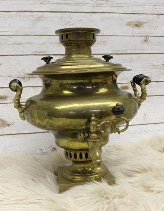 Antique Brass Imperial Russian Tula Hallmarked 7 Liter Coal Samovar Teapot Urn 5