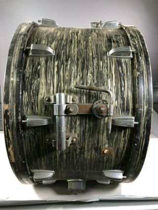 Vintage Ludwig Usa 14 " X 22 " Black Oyster Pearl Bass Drum Kick 14x22 10 Lug