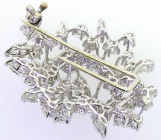Vintage 1950s Platinum exquisite 9.  25CTW VS1/F diamond cluster floral brooch 4