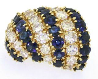 Heavy vintage 18K gold 13.  66CTW VS1/G diamond & Blue sapphire cluster earrings 4