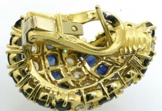 Heavy vintage 18K gold 13.  66CTW VS1/G diamond & Blue sapphire cluster earrings 7