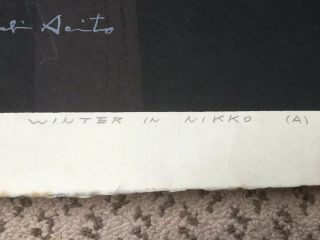 Vintage 1966 Kiyoshi Saito Signed Dated Woodblock Print Winter In Nikko Japanese 9