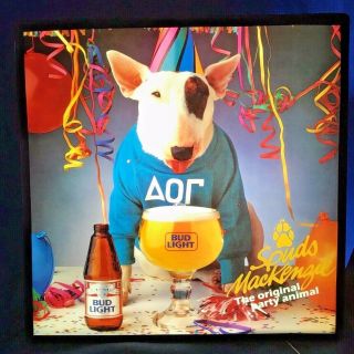 Vintage 1988 SPUDS MACKENZIE Bud Beer Light Up Dog Bar Sign Anheuser Busch EXC 2