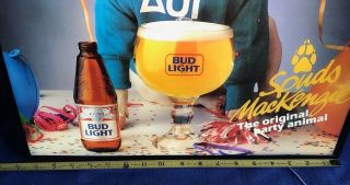 Vintage 1988 SPUDS MACKENZIE Bud Beer Light Up Dog Bar Sign Anheuser Busch EXC 3