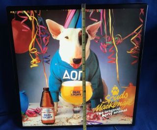 Vintage 1988 SPUDS MACKENZIE Bud Beer Light Up Dog Bar Sign Anheuser Busch EXC 4