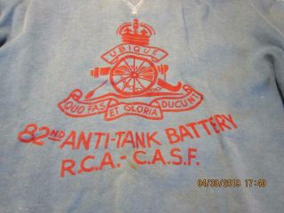 Rare WW2 Canadian Jersey,  82nd anti - tank battery rca - casf 2