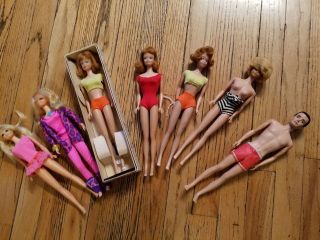 Vintage Box Of Vintage Barbies And Friends Dolls - 7 Items