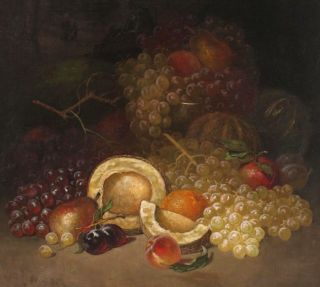 1905 Antique GEORGE WHITAKER American Fruit Still Life Oil Painting NR 3