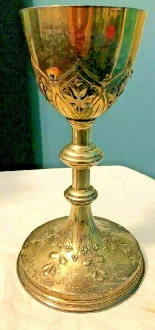 Gorgeous Rare Antique Catholic Church Altar Solid Sterling Silver Chalice
