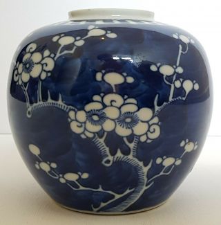 Good Antique Chinese Porcelain Blue & White Prunus Blossom Jar 19th Century