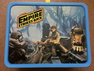 VINTAGE STAR WARS EMPIRE STRIKES BACK TIN LUNCHBOX WITH THERMOS NEAR 2