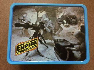 VINTAGE STAR WARS EMPIRE STRIKES BACK TIN LUNCHBOX WITH THERMOS NEAR 4