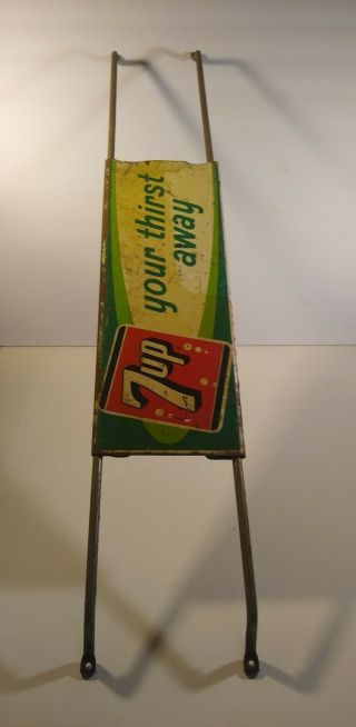 Vintage 7 Up Metal Door Push Plate Sign 2 Sided Authentic