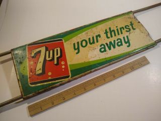 Vintage 7 UP Metal Door Push Plate Sign 2 sided AUTHENTIC 3