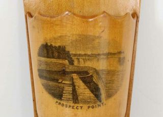 Antique Mauchline Ware WALL MATCH HOLDER Prospect Point / Niagara Falls York 2