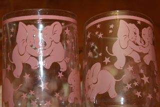 Vintage Hazel Atlas Set Of Six Pink Elephants 3.  125 " Dia.  X 5 " Handled Mugs Euc