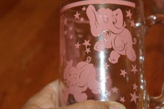 Vintage Hazel Atlas Set of Six Pink Elephants 3.  125 