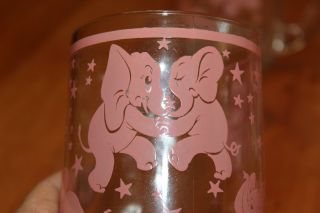 Vintage Hazel Atlas Set of Six Pink Elephants 3.  125 