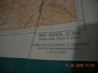 Wei River & Omi Mountain,  Wwii,  Vintage,  Silk,  Double Sided Pilot Map