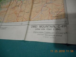 Wei River & Omi Mountain,  WWII,  Vintage,  Silk,  double sided pilot map 5