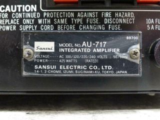 Vintage Sansui AU - 717 Stereo Integrated Amplifier AS/IS 8