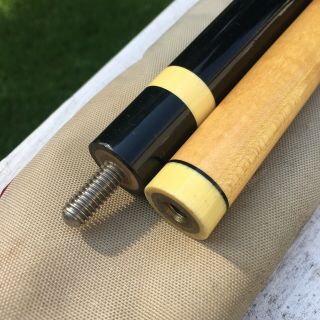Vintage Meucci Pool Cue Stick Black Blue 58” 18oz Two Piece With Padded Case 3