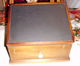 Vintage Old Wood Box With Divisions,  Chalk Board On Lid - Distressed Finish