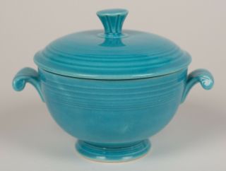 Turquoise Covered Onion Soup - Vintage Fiesta - Ultra Scarce