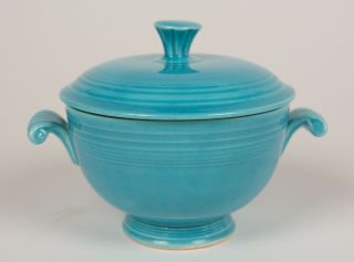 TURQUOISE COVERED ONION SOUP - VINTAGE FIESTA - ULTRA SCARCE 3