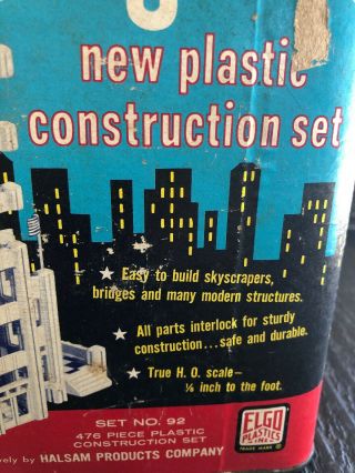 Halsam American Skyline Elgo Plastics Set No.  92 Parts & Instruction Vintage Toy 5
