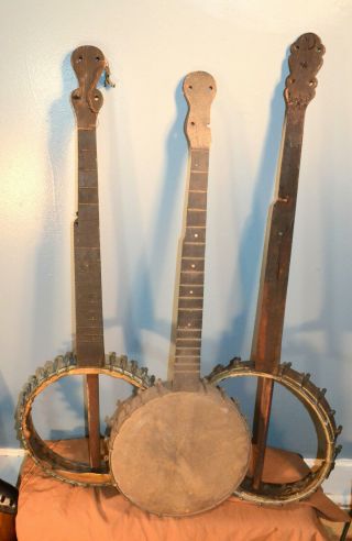 Vintage Open Back 5 String Banjos (3) 1900 Ez Project Jas.  Morrison Wm A Pond