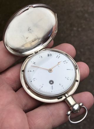A Gents Fine Quality Antique Solid Silver Full Hunter Verge / Fusee Pocket Watch