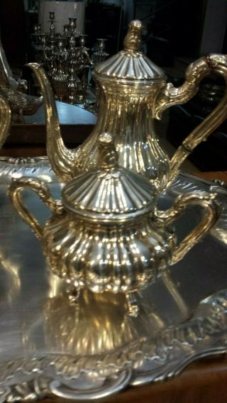 2560g ELEGANT STERLING SILVER FRENCH COLONIAL STYLE COFFEE TEA SET 5 ITEMS 6