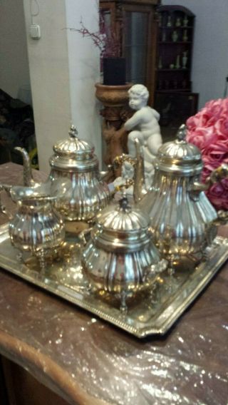 2560g ELEGANT STERLING SILVER FRENCH COLONIAL STYLE COFFEE TEA SET 5 ITEMS 9