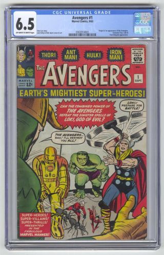 Avengers 1 Cgc 6.  5 Vintage Marvel Comic Mega Key Loki App 1st Team