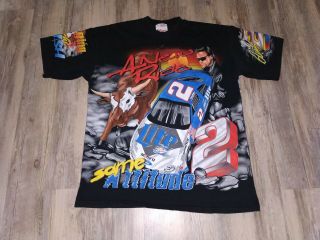 Rusty Wallace Nascar All Over Print Vtg Bull T - Shirt Size Xl A Ride 90s