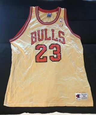 Michael Jordan Chicago Bulls Vintage Champion Gold Jersey 52 2xl Xxl Drake Nba