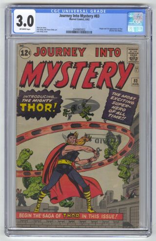 Journey Into Mystery 83 Cgc 3.  0 Vintage Marvel Mega Key 1st Thor (donald Blake)