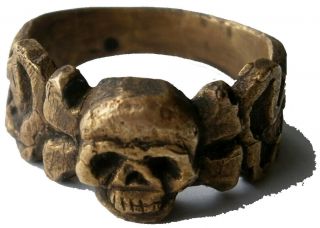 Skull & Bones Ring Special Force Shock Troops Military Ww2 Wwii Or Ww1 Wwi Trenc