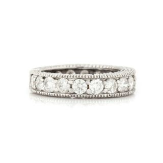 Antique Vintage Art Deco 14k White Gold 2.  0 Ct Diamond Infinity Band Ring Sz 4 5