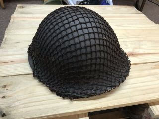 Ww2 British “turtle” Helmet With Netting Mkiii/mkiv - Complete With Liner,  Straps