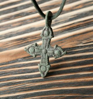Medieval Crusaders Period Bronze Cross Pendant 12th - 13th Ad Antique Rare Cross