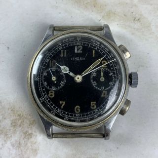 Vintage Lemania 15tl Military Gloss Chronograph Wristwatch 37mm Nr