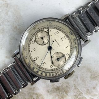 Vintage Longines 13zn Chronograph Wristwatch 35mm Art - Deco Numerals NR 2