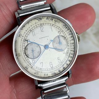 Vintage Longines 13zn Chronograph Wristwatch 35mm Art - Deco Numerals NR 4