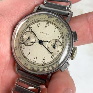 Vintage Longines 13zn Chronograph Wristwatch 35mm Art - Deco Numerals NR 5
