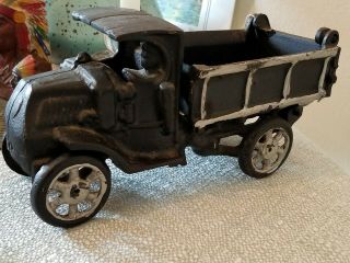 Vintage Cast Iron Black Dump Truck