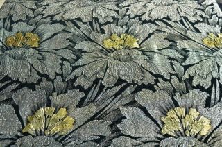 Vintage 30s 40s Floral Metallic Silver Gold Fabric J.  Remond & Cie Art Deco Nos