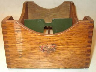 Vintage Weis Open Wooden Box for 3x5 Cards w/Follower Block & Dovetailed Corners 6